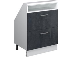 Vicco Rion Kast voor schuine wand – met 2 laden Zwart beton/wit