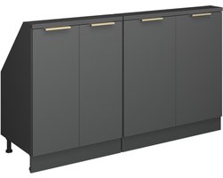 Vicco Rion Kastenset voor schuine wand – 140 cm Set van 2 Antraciet-goud