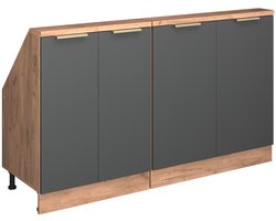 Vicco Rion Kastenset voor schuine wand – 140 cm Set van 2 Antraciet-goud