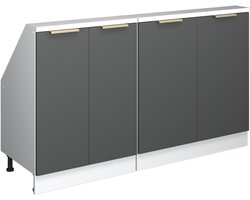 Vicco Rion Kastenset voor schuine wand – 140 cm Set van 2 Antraciet-goud