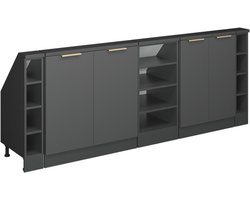 Vicco Rion Kastenset voor schuine wand – 210 cm Set van 5 Antraciet-goud