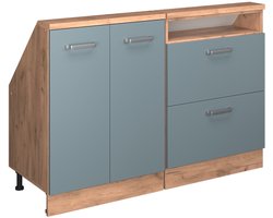 Vicco Rion Kastenset voor schuine wand – Set van 2 Blauw-grijs/gouden eik