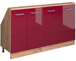 Vicco Rion Kastenset voor schuine wand – Set van 2 Rood hoogglans/gouden eik