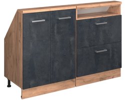 Vicco Rion Kastenset voor schuine wand – Set van 2 Zwart beton/goud eiken