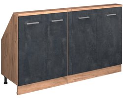 Vicco Rion Kastenset voor schuine wand – Set van 2 Zwart beton/goud eiken