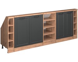 Vicco Rion Kastenset voor schuine wand – Set van 5 Antraciet Landhuis/Goud Kraft Eik