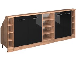 Vicco Rion Kastenset voor schuine wand – Set van 5 Eiken hoogglans zwart/goud