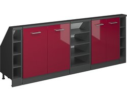 Vicco Rion Kastenset voor schuine wand – Set van 5 Rood hoogglans/antraciet