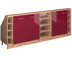 Vicco Rion Kastenset voor schuine wand – Set van 5 Rood hoogglans/gouden eik