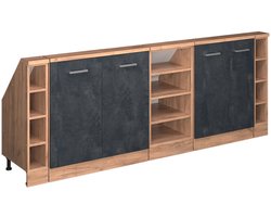 Vicco Rion Kastenset voor schuine wand – Set van 5 Zwart beton/goud eiken