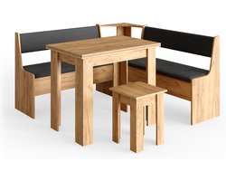 Vicco Roman Hoekbank set – 150 x 150 cm met tafel Krachtige eik goud
