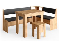 Vicco Roman Hoekbank set – 180 x 120 cm met tafel Krachtige eik goud