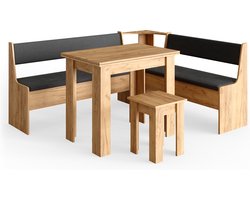 Vicco Roman Hoekbank set – 180 x 150 cm met tafel Krachtige eik goud