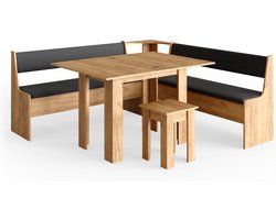 Vicco Roman Hoekbank set – 180 x 180 cm met tafel Krachtige eik goud met tafel