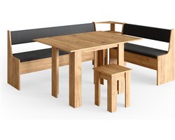 Vicco Roman Hoekbank set – 210 x 150 cm met tafel Krachtige eik goud