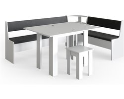 Vicco Roman Hoekbank set – 210 x 150 cm met tafel Wit