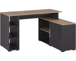 Vicco Rudy Hoekbureau – 135 x 110 cm met planken Antraciet/Artisan