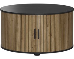 Vicco Selva Salontafel – 80 x 80 cm met schuifdeur Eiken/zwart