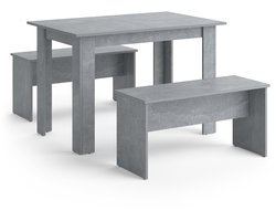 Vicco Sentio Eettafel set – 112 x 73.6 cm met 2 banken Beton