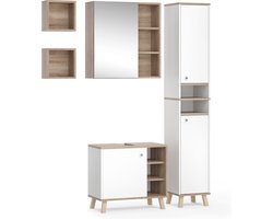 Vicco Senyo Badkamermeubel set – 4 delen, met hoge kast Wit