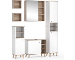 Vicco Senyo Badkamermeubel set – 5 delen, met hoge kast Wit
