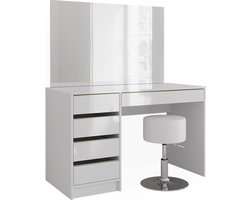 Vicco Sherry Toilettafel set – 120 cm met kruk Wit/Goud met kruk