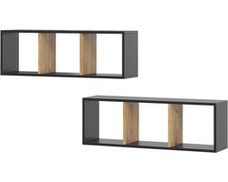 Vicco Tomy Wandplank – 90 x 30 cm Set van 2 Antraciet/gouden eik