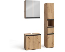 Vicco Torren Badkamermeubelset – 3 delen, met hoge eenheid Ambachtelijk