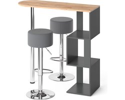 Vicco Vincent Bartafel set – 113 x 39.8 cm met 2 barkrukken Krachtige eik goud