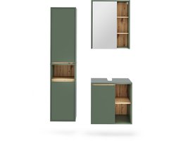 Vicco Viola Badkamermeubelset – 3 delen Groen/Kunstzinnig