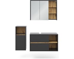 Vicco Viola Badkamermeubelset – 3 delen, met midi-element Antraciet