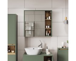 Vicco Viola Badkamerspiegelkast – 80 x 75 cm met open vakken Groen/Kunstzinnig