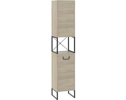 Vicco Vionna Badkamermeubel – 36 x 185 cm met 2 deuren Eiken/zwart