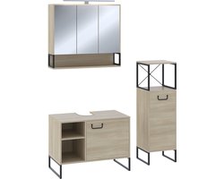 Vicco Vionna Badkamermeubelset – 3 delen Eiken/zwart