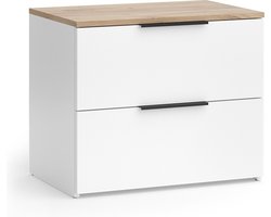 Vicco Wido Ladekast – 60 x 50 cm met 2 laden Wit/Sonoma