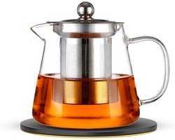 Vicon Glazen Theepot met Filter en Onderlegger - 1 Liter - Theekan - Teapot - Tea Maker