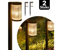Vicon Solar Tuinverlichting op Zonne energie - 2 Stuks - 12 uur Gebruikstijd - Buitenlamp - Tuinlamp - Tuinfakkels - Lantaarn voor buiten