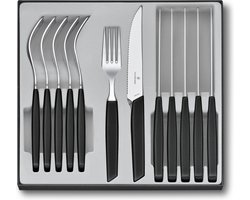 Victorinox Bestekset Swiss Modern - 12-delig - Zwart - Steakmes/Vork