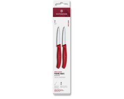 Victorinox schilmes set keukenmes 2 stuks 8cm rood roestvrij staal.