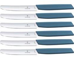 Victorinox Swiss Modern Tafelmessen - 6-delig - Blauw - RVS/PP - Recht