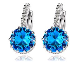 Victorious Dames Oorbellen – Blauw Bergkristal – Zilver – 2cm