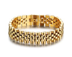 Victorious Gouden Armband Heren – Eenvoudige Gouden Kliksluiting – Staal/Coating – 20cm