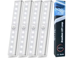 Victox Kastverlichting LED met bewegingssensor - Keukenverlichting draadloos - LED Kast Verlichting Draadloos - Bewegingssensor - Werkt op batterijen (4-PACK)