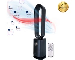 Vida Con Ventji® - 3-in-1 Elektrische Kachel met Ventilator en Luchtreiniger- HEPA & koolstoffilter - Ionizator - 3 Warmteniveaus, 10 Windstanden, Timer, Nachtmodus & Afstandsbediening - Stil & Roterend - Inclusief 3 HEPA filters