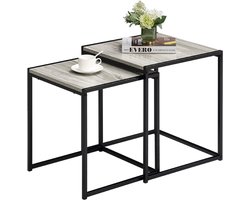 Vida Designs Brooklyn Nest van Tafels 2-delige set koffie bijzettafels industriële rustieke woonkamer meubels (grijs)