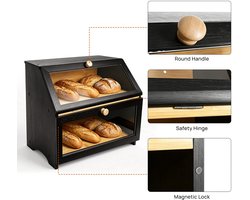 VidaStore broodkastje - Broodtrommel - Broodbewaardoos - Broodbak - Brooddoos - Ordelijk - Zichtbaar - Langer vers - 39x25x32 cm