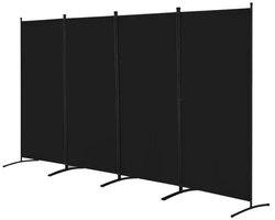 VidaStore Roomdivider - Kamerverdeler - Kamerscherm - Roomdivider - Zwart - 4-delig - 3 opstelmogelijkheden - max 3,5 meter