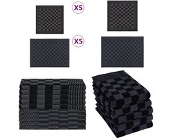 vidaXL 10-delige Keukendoekenset katoen zwart en grijs - Keukendoekenset - Keukendoekensets - Handdoek - Theedoek