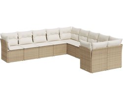 vidaXL 10-delige Loungeset Beige met Opbergruimte Loungebank - Tuinset - Lounge Set - Buitendecoratie - Garden Furniture