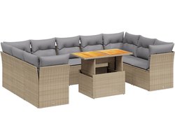 vidaXL - 10-delige - Loungeset - met - kussens - poly - rattan - beige